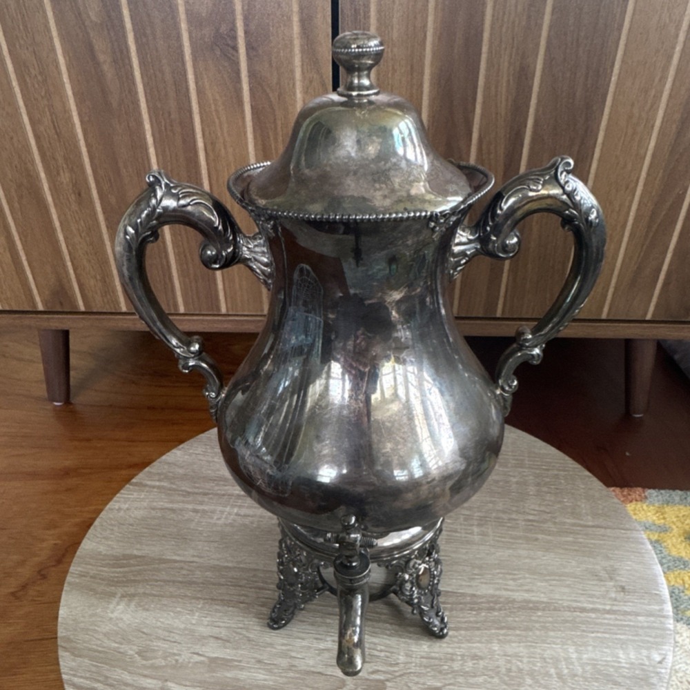 Antique Silver Plated Tea Coffee Samovar Urn with Lid Victorian-style